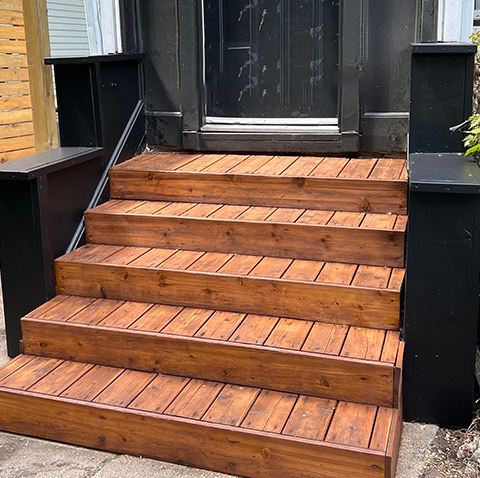 completed deck stairs